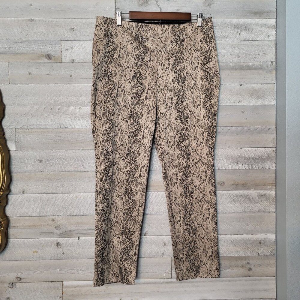 Chico's Pants Shimmer Snakeskin Print Straight Leg Trouser.